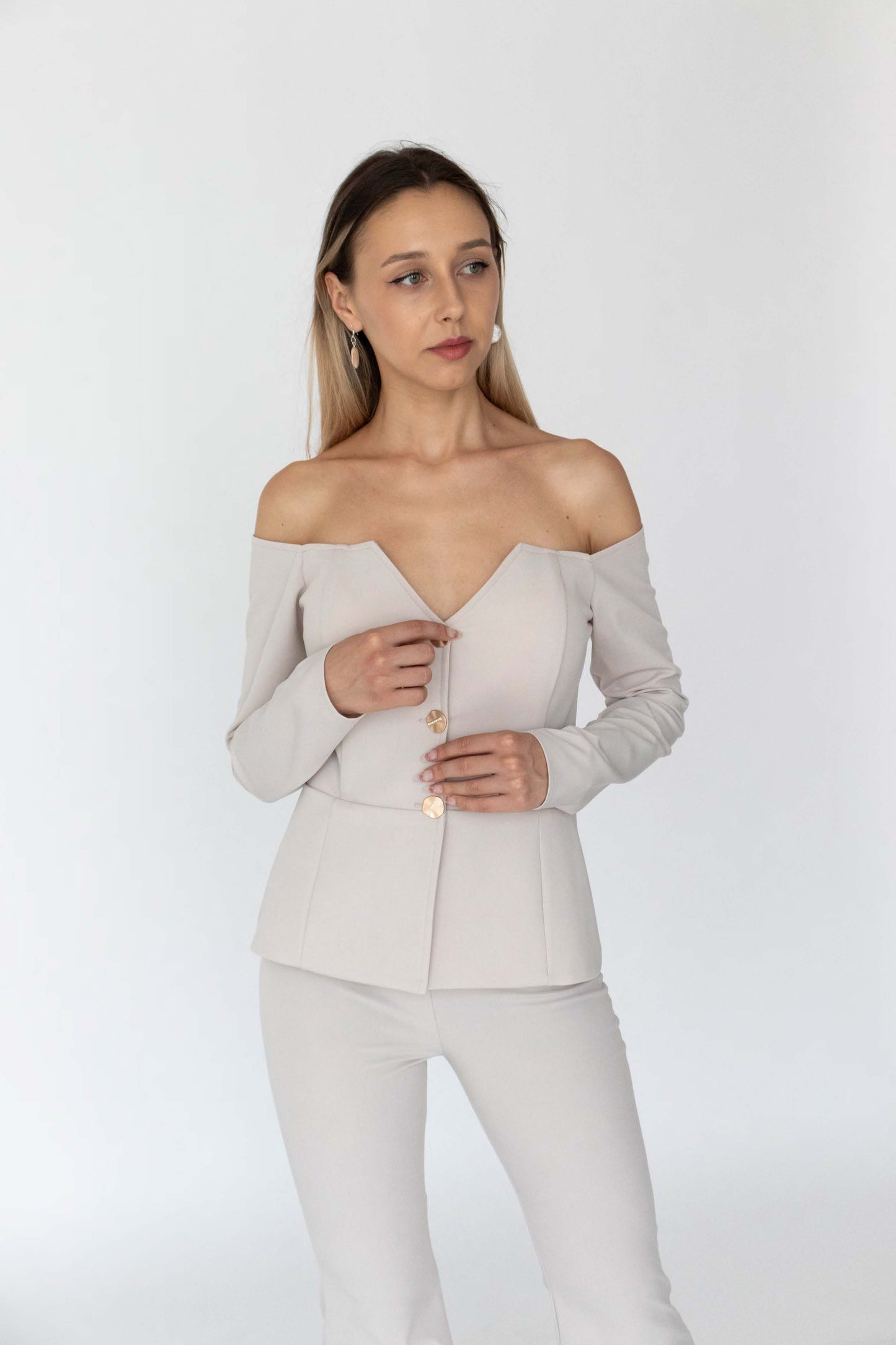 Tailored Off-Shoulder Blazer